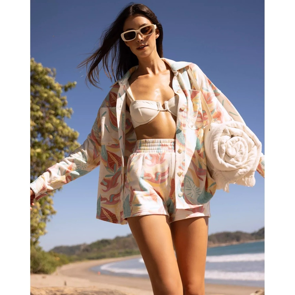 TRAVIS MATTHEW WOMENS FLEECE SHACKET VACAY AND ROSE XL NWT